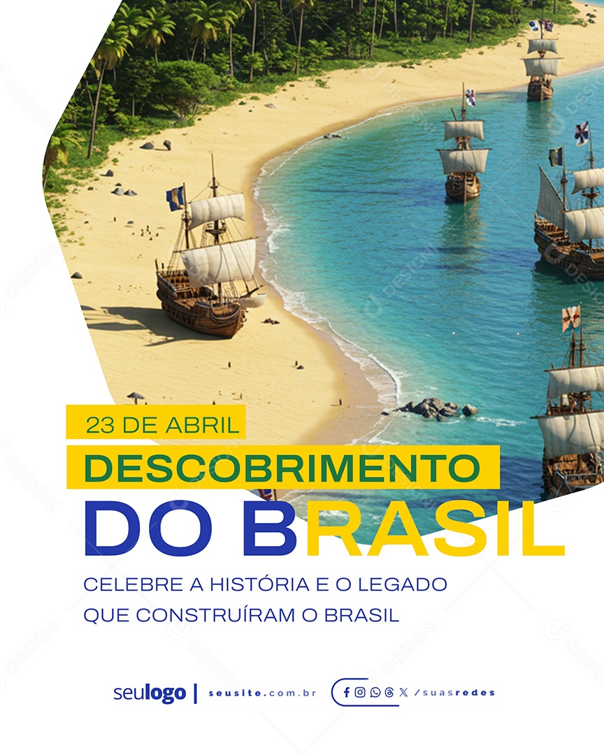 Flyer Dia do Descobrimento do Brasil 23 de Abril Social Media PSD Editável
