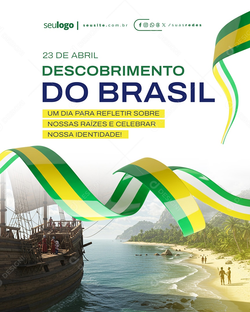 Flyer Dia do Descobrimento do Brasil 23 de Abril Social Media PSD Editável