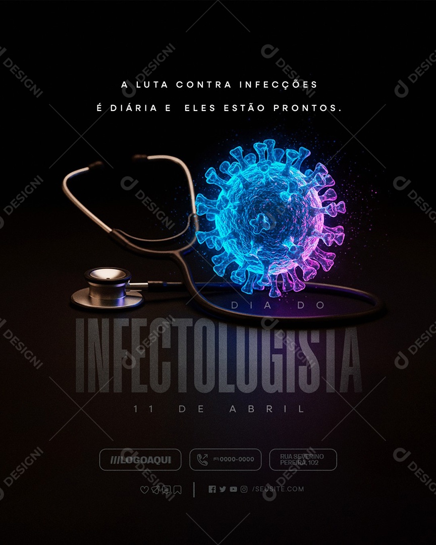 Dia do Infectologista 11 de Abril A Luta Contra Infecções Social Media PSD Editável