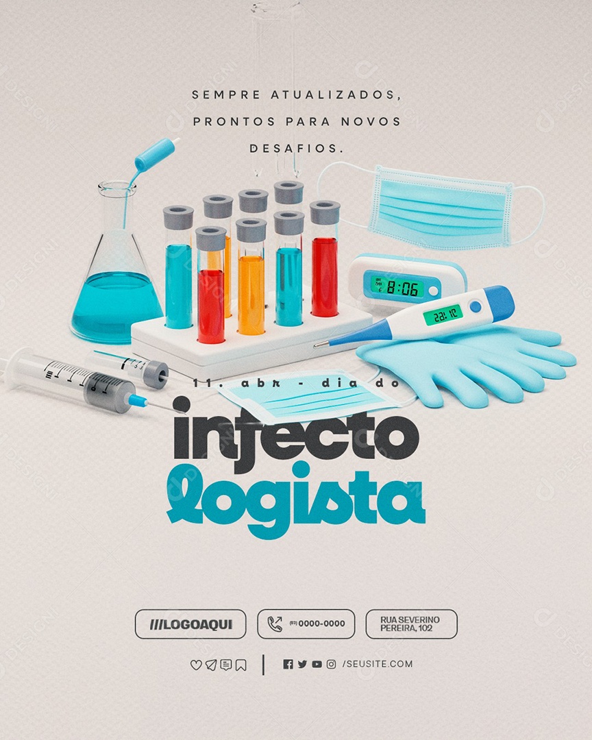 Dia do Infectologista 11 de Abril Sempre Atualizados Social Media PSD Editável