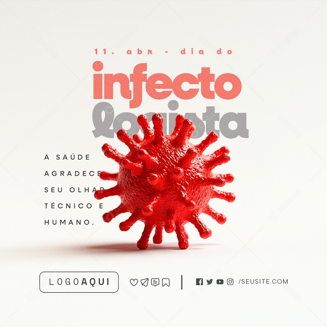 Dia do Infectologista 11 de Abril A Saúde Agradece Social Media PSD Editável