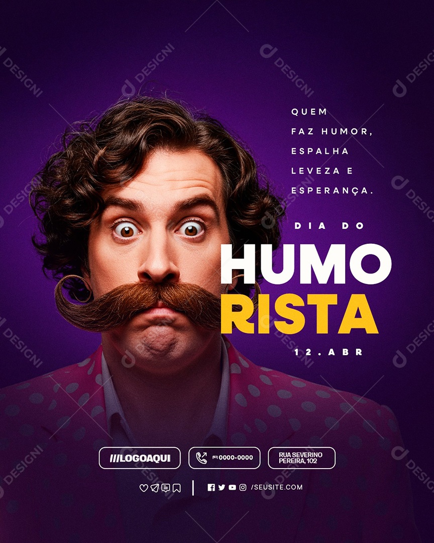 Dia do Humorista 12 De Abril Social Media PSD Editável