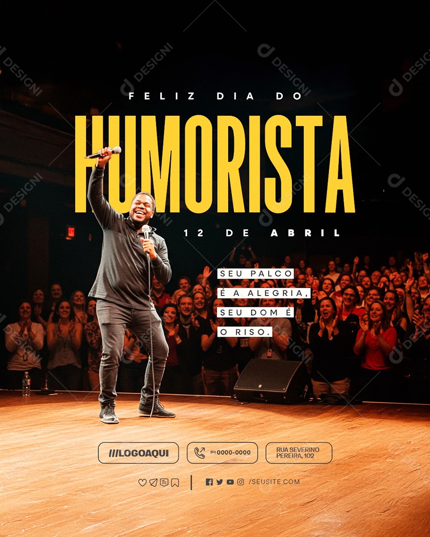 Feliz Dia do Humorista 12 De Abril Social Media PSD Editável
