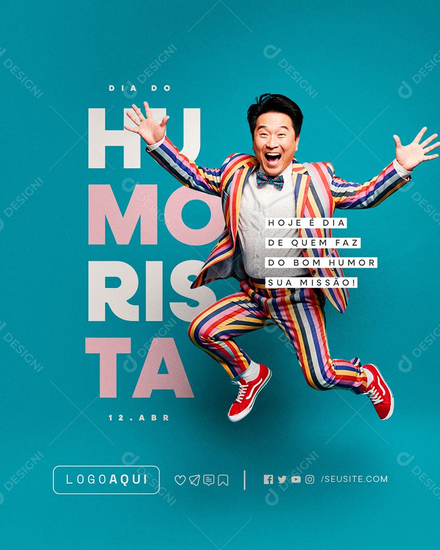 Dia do Humorista 12 De Abril Social Media PSD Editável