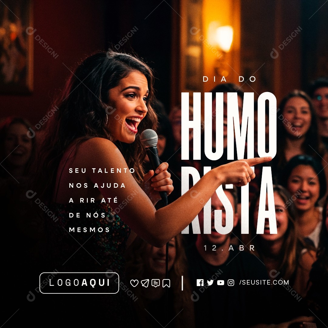 Dia do Humorista 12 De Abril Seu Talento Nos Ajuda Social Media PSD Editável