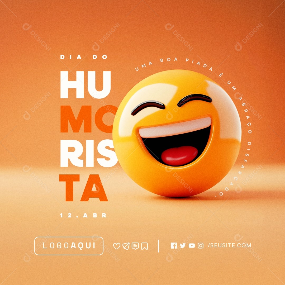 Dia do Humorista 12 De Abril Social Media PSD Editável