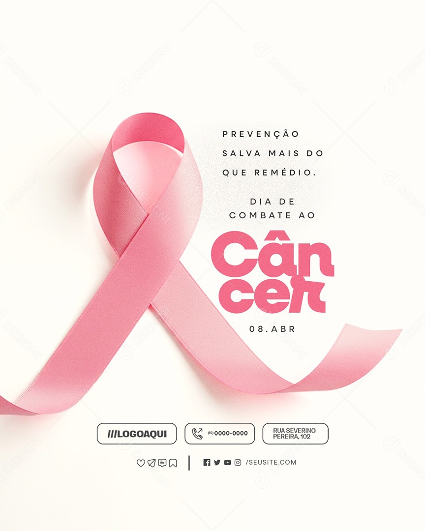 Dia de Combate ao Câncer 08 de Abril Social Media PSD Editável