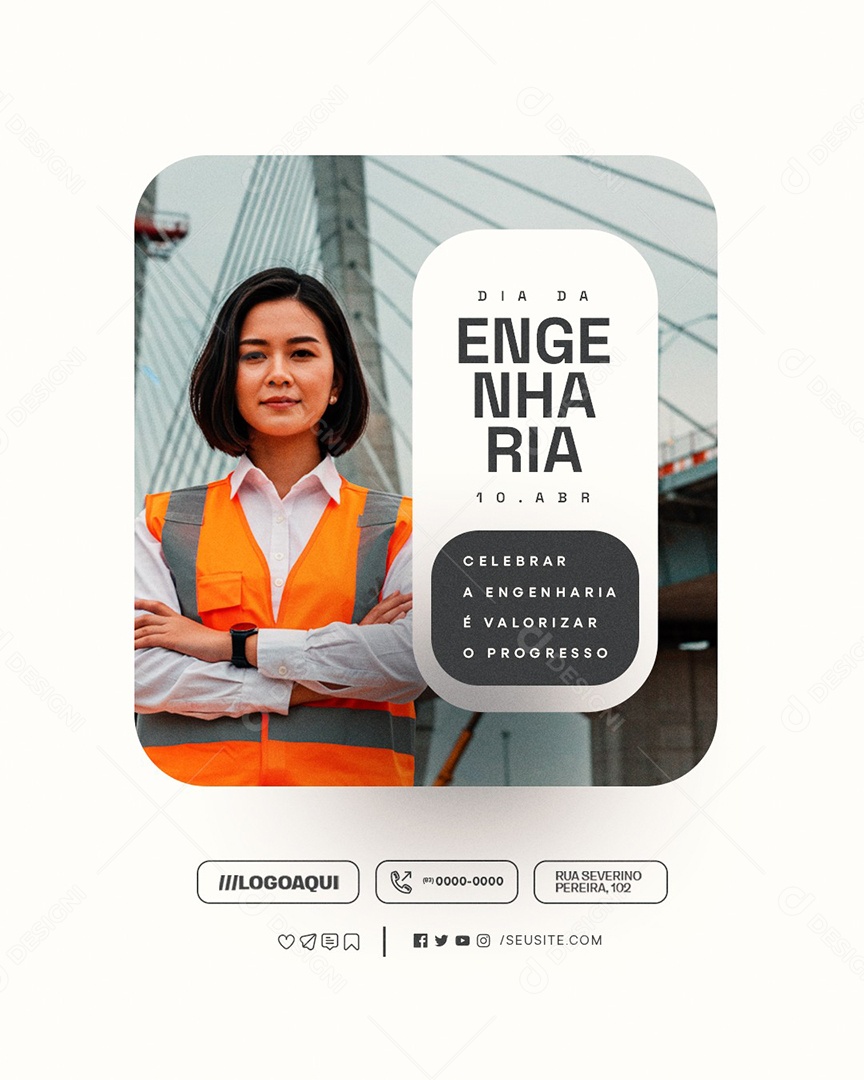 Dia da Engenharia 10 de Abril Celebrar a Engenharia Social Media PSD Editável