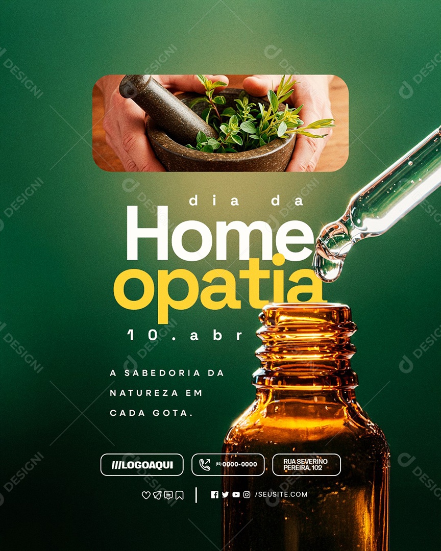 Dia da Homeopatia 10 de Abril Social Media PSD Editável