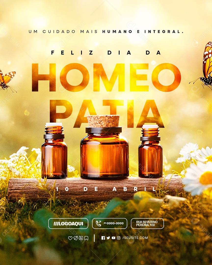 Feliz Dia da Homeopatia 10 de Abril Social Media PSD Editável