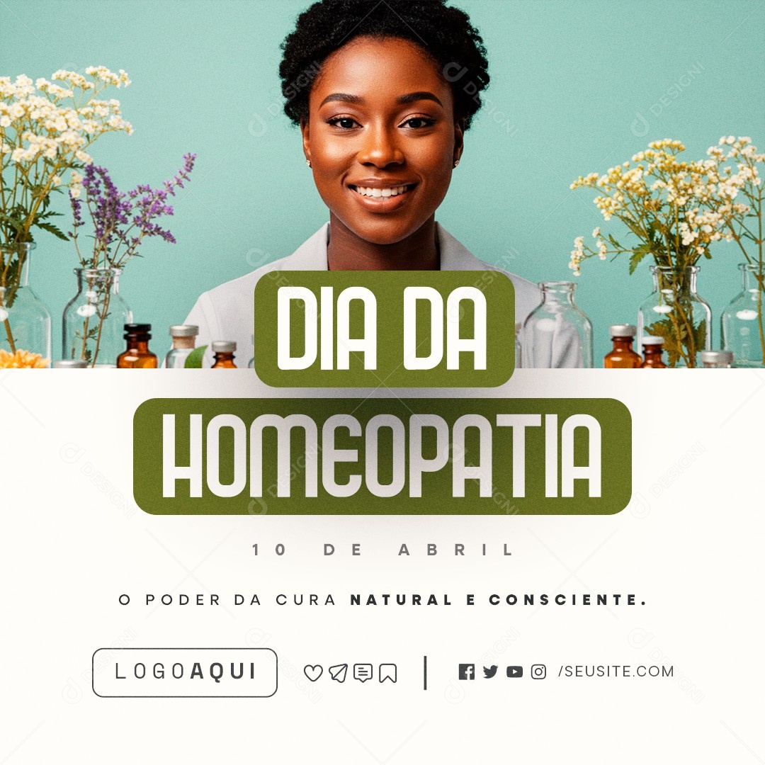 Dia da Homeopatia 10 de Abril Social Media PSD Editável