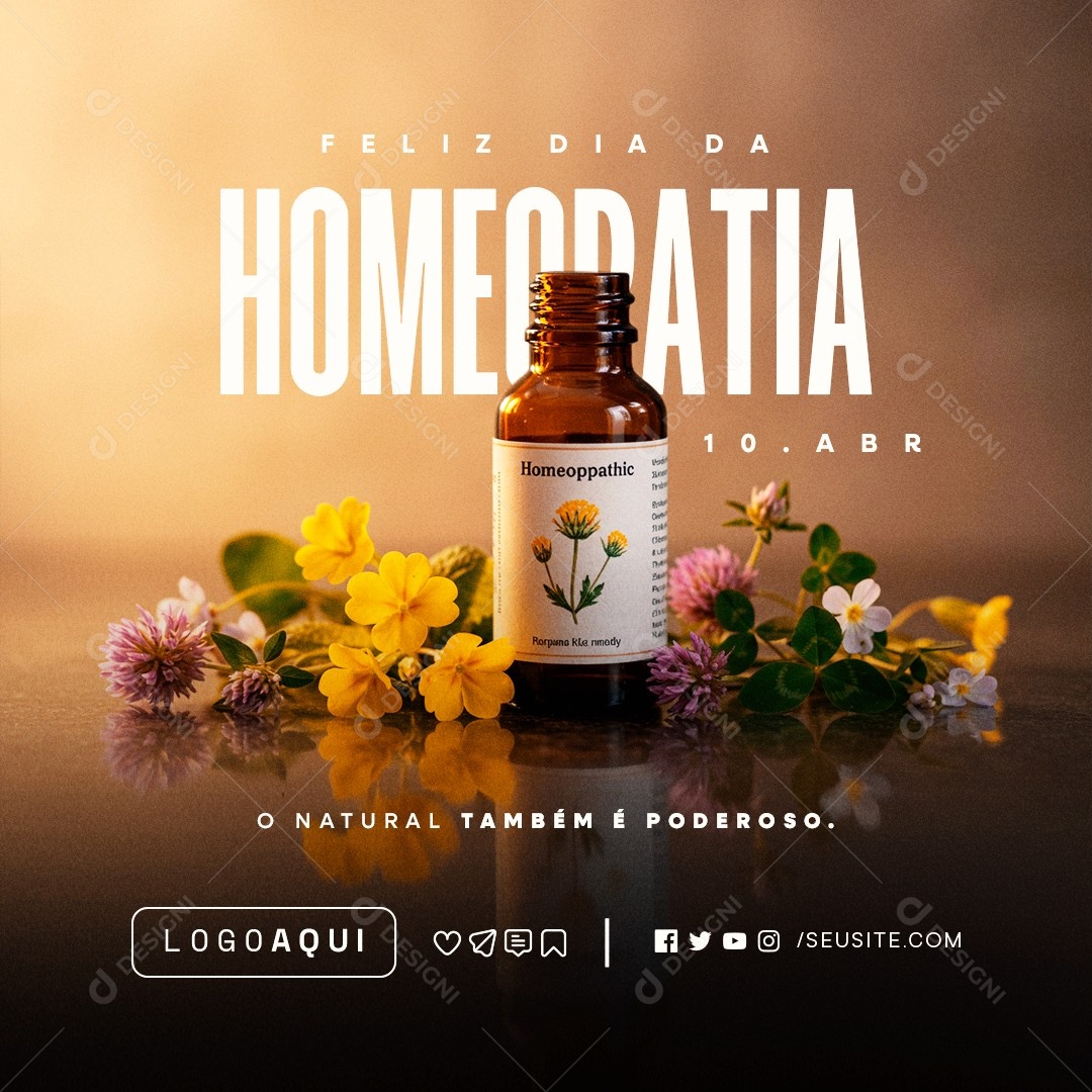 Feliz Dia da Homeopatia 10 de Abril Social Media PSD Editável