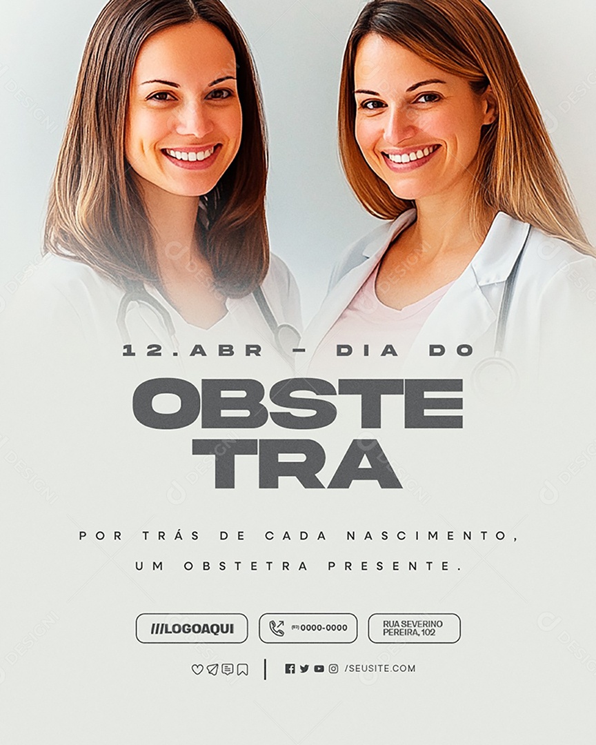 Dia do Obstetra 12 de Abril Por Trás de Cada Nascimento Social Media PSD Editável
