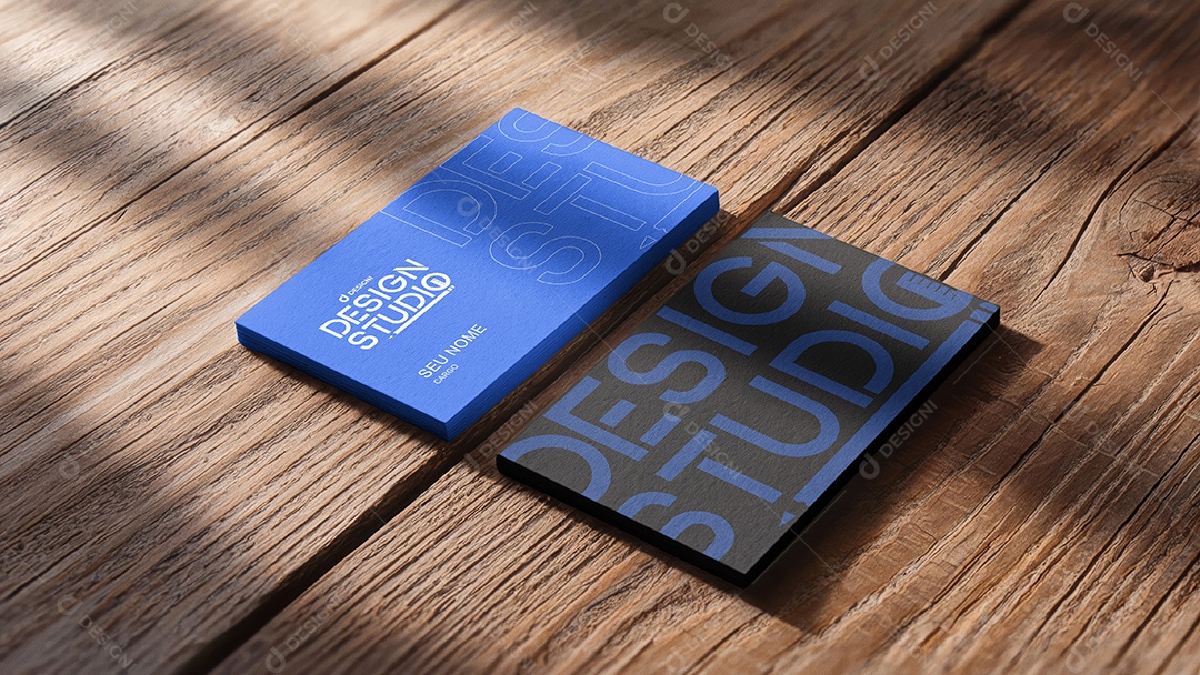 Modelo de Cartão De Visita na Madeira PSD Editável