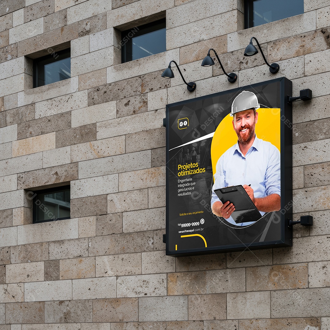 Mockup Painel de Publicitário Quadrado PSD Editável