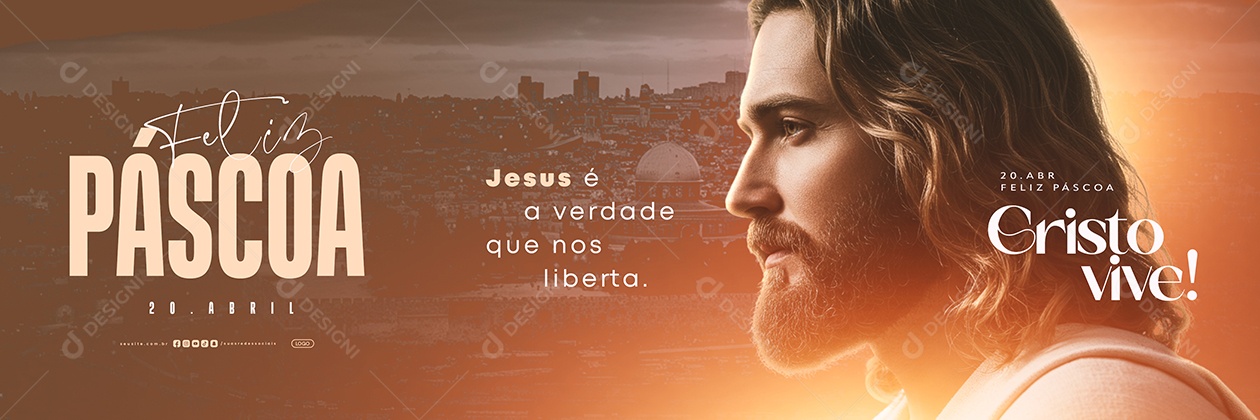 Carrossel Feliz Páscoa 20 de Abril Jesus é a Verdade Que nos Liberta Social Media PSD Editável