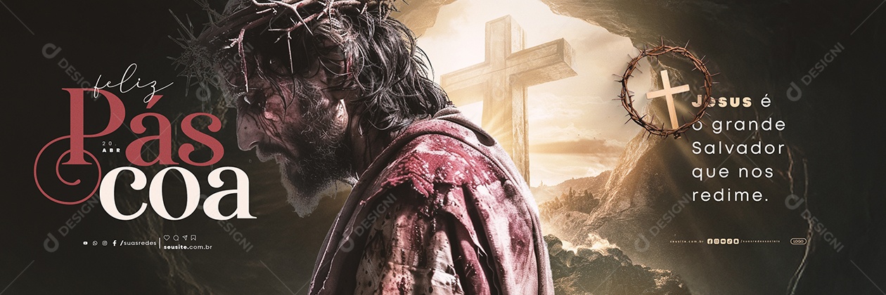 Carrossel Feliz Páscoa 20 de Abril Social Media PSD Editável