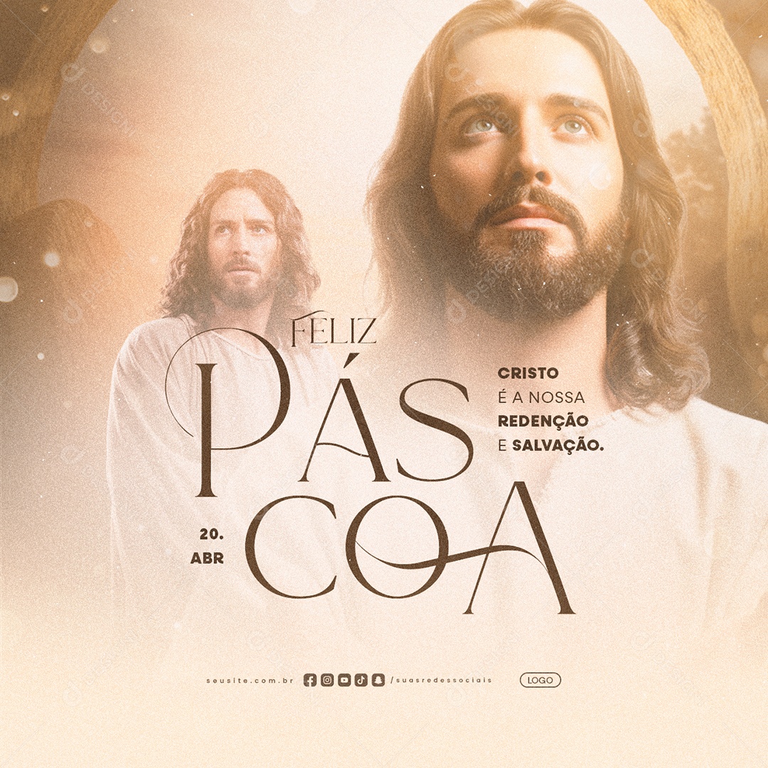 Feliz Páscoa 20 de Abril Cristo é a Nossa Redenção Social Media PSD Editável