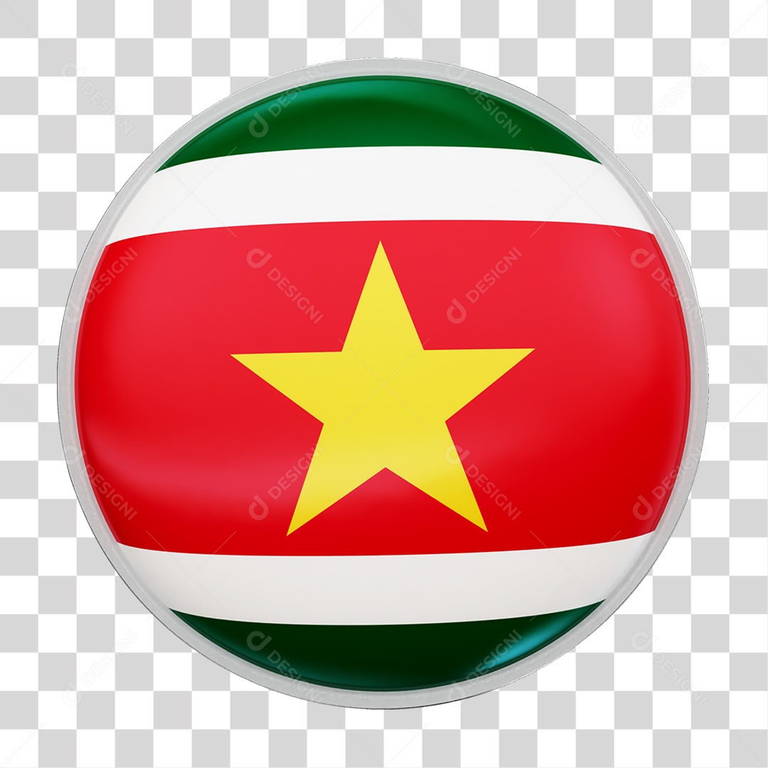 Botão com Bandeira da Suriname PNG Transparente