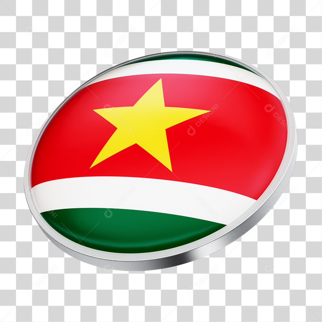 Botão com Bandeira da Suriname PNG Transparente