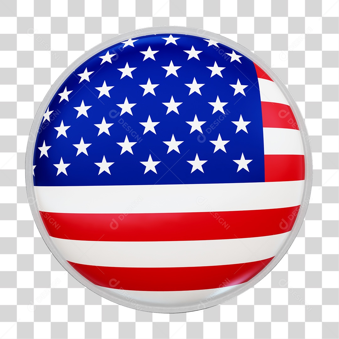 Botão com Bandeira do Estado Unidos PNG Transparente