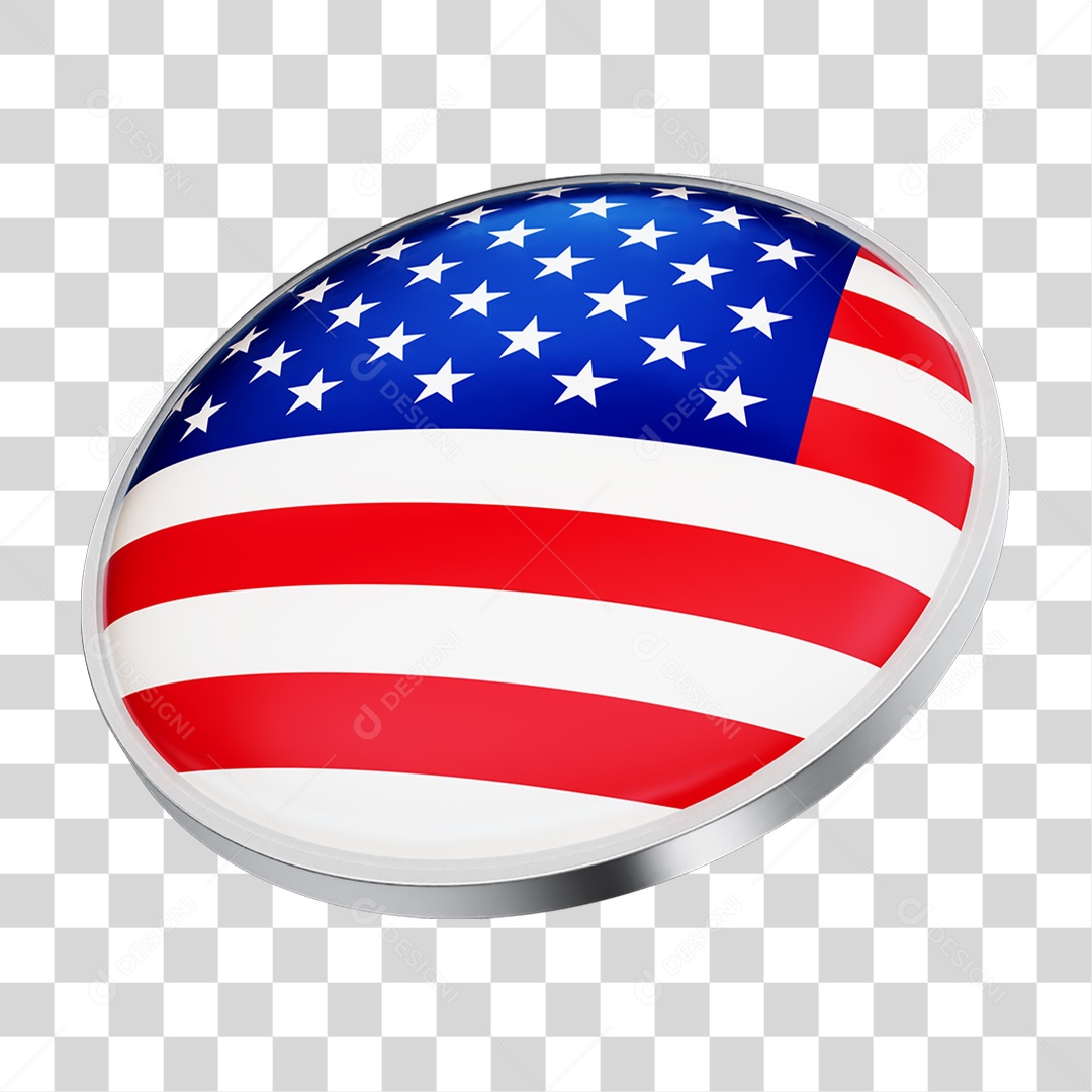 Botão com Bandeira do Estado Unidos PNG Transparente