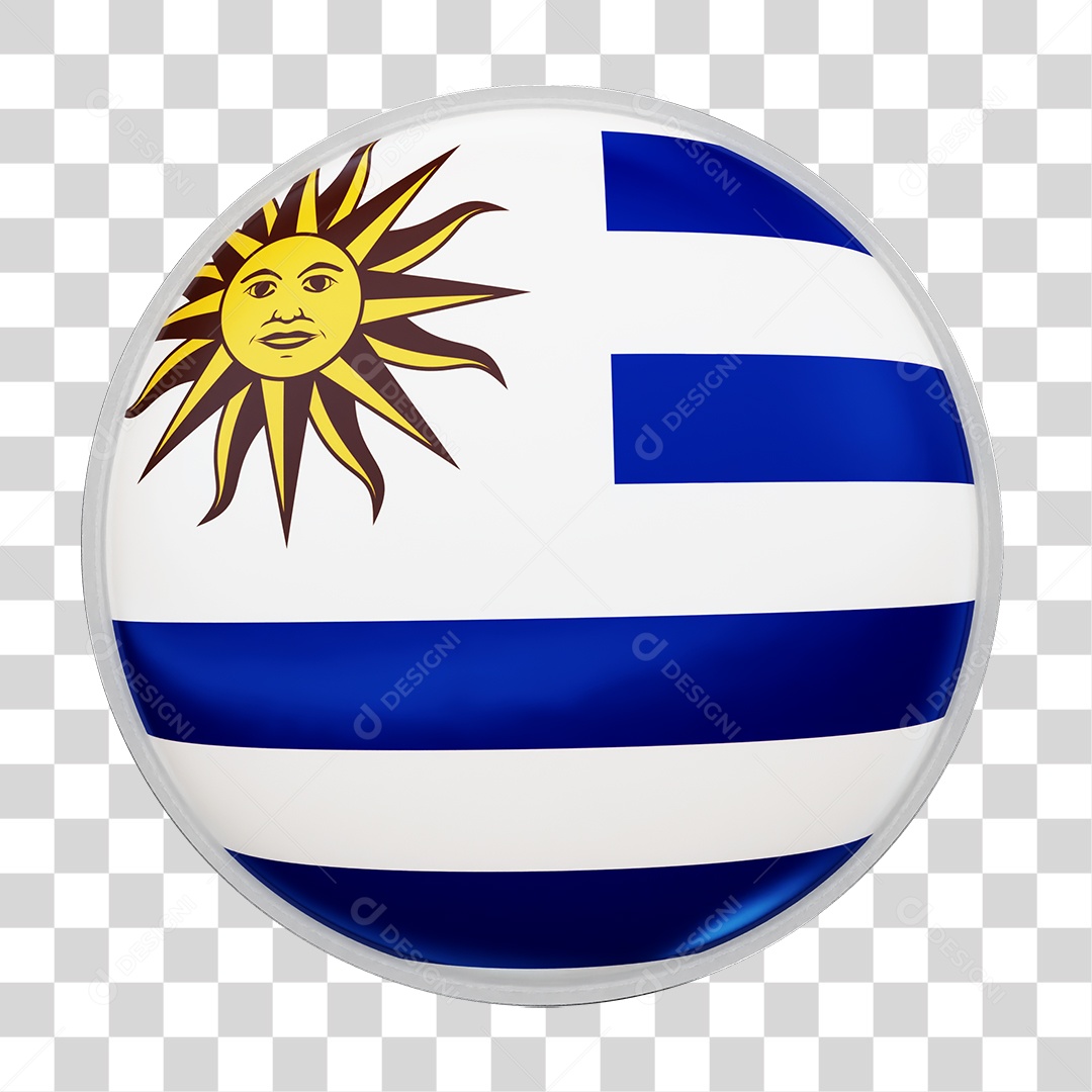 Botão com Bandeira do Uruguai PNG Transparente