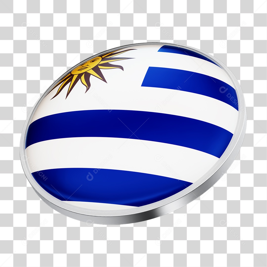Botão com Bandeira do Uruguai PNG Transparente