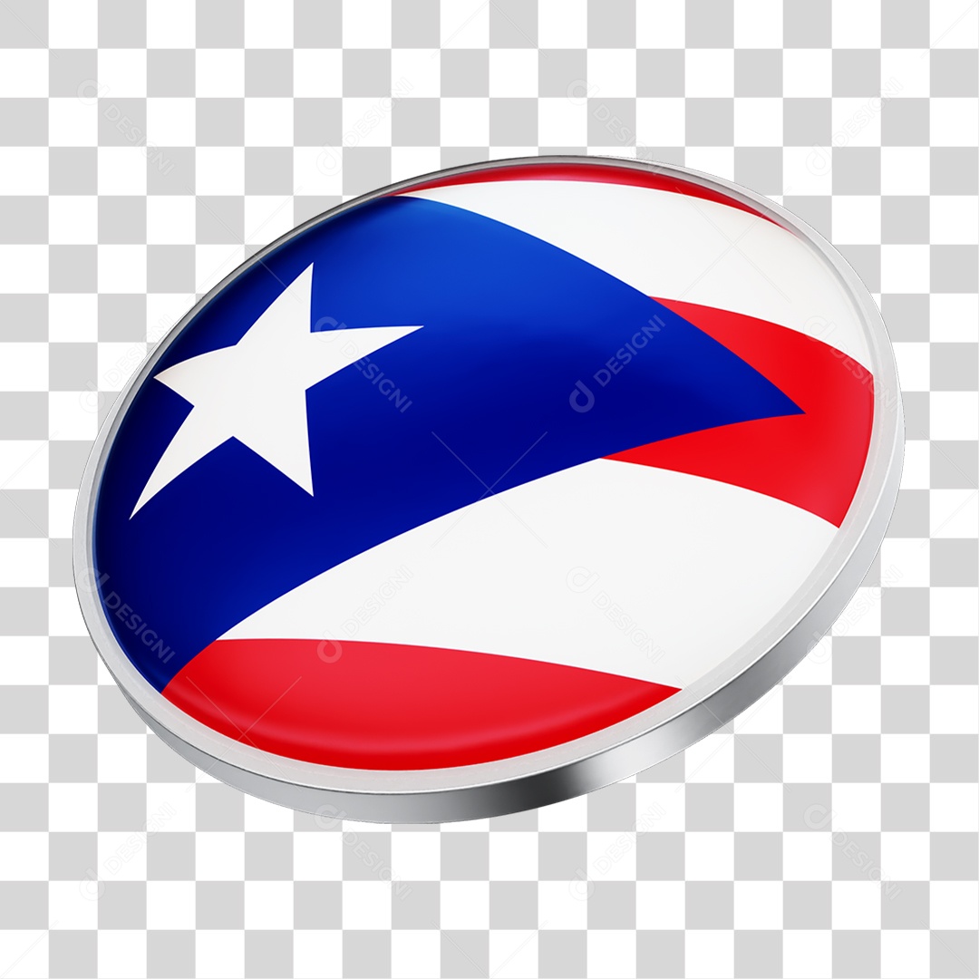 Botão com Bandeira do Porto Rico PNG Transparente