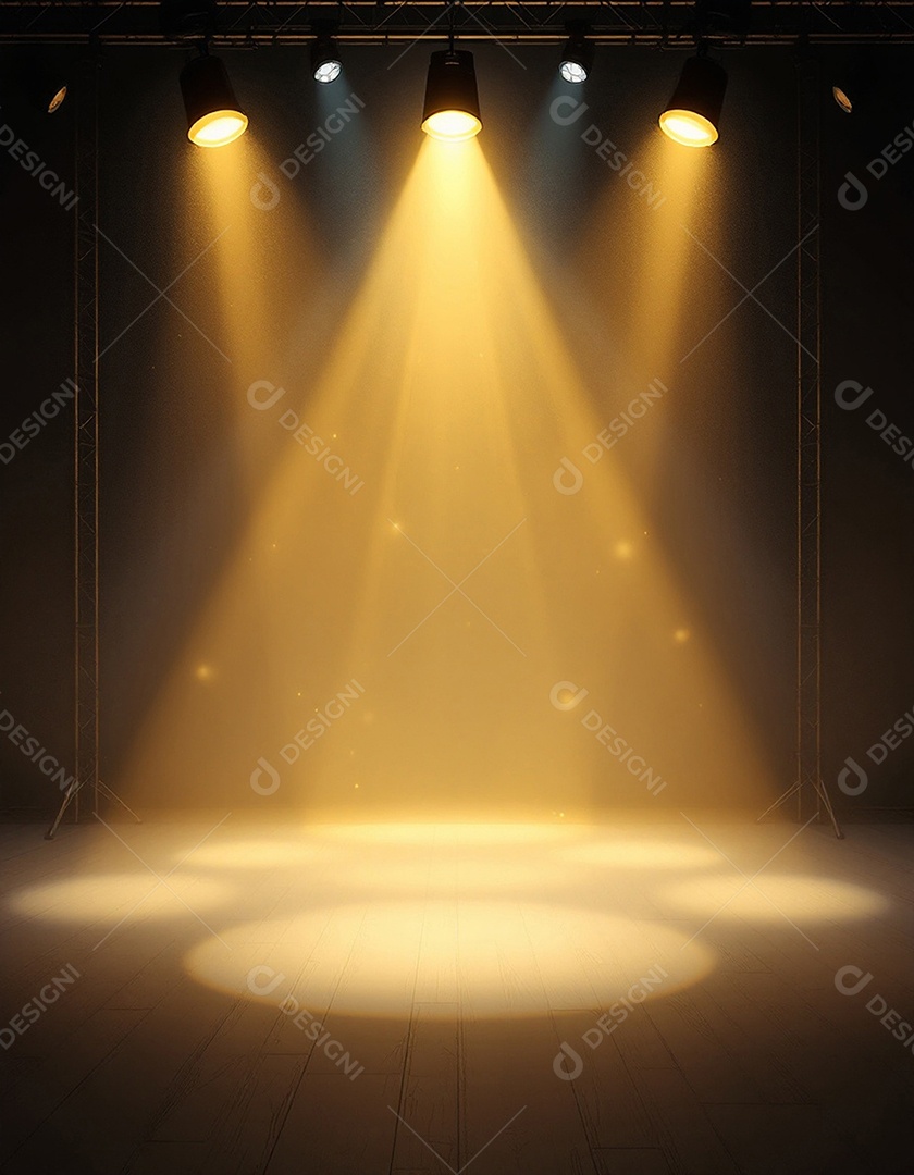 Palco iluminado com luzes de holofotes
