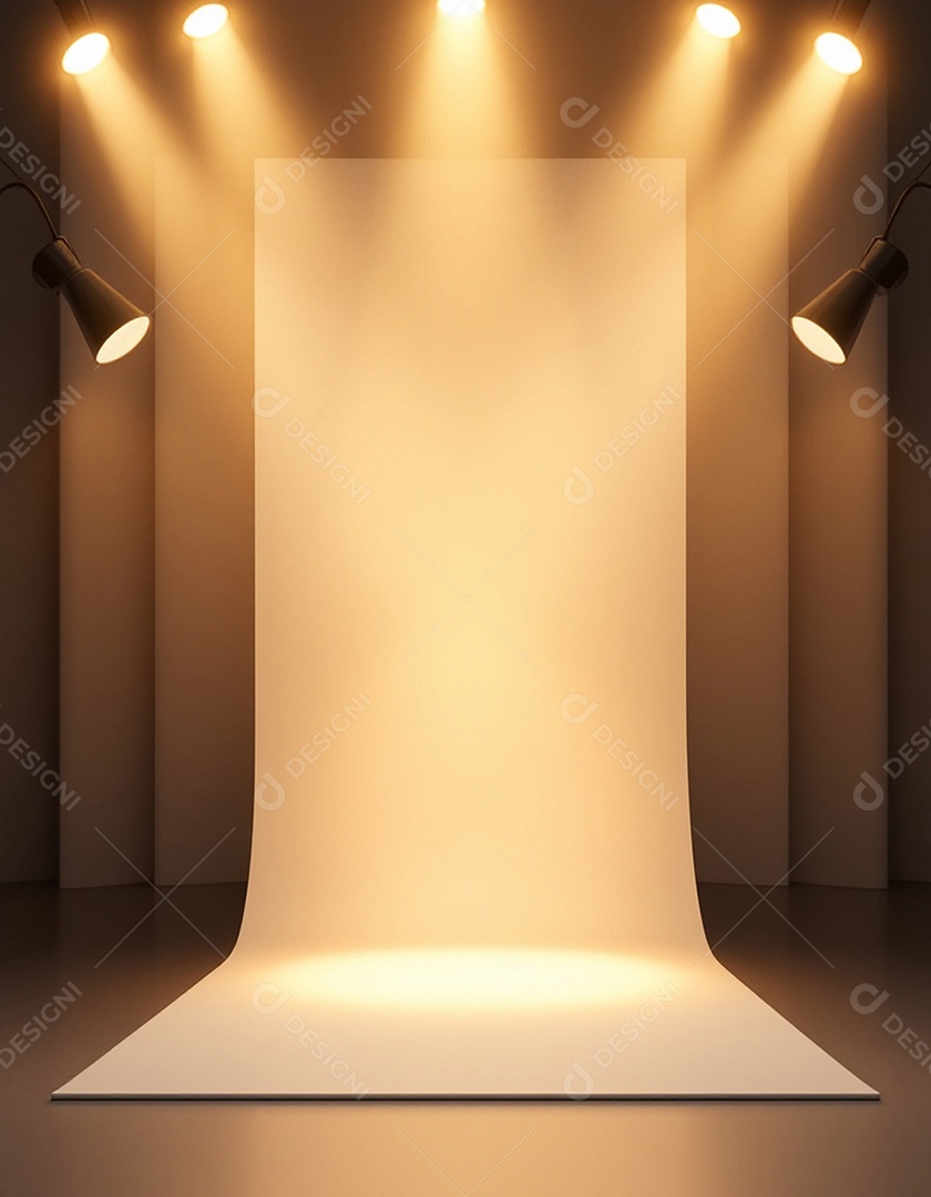 Palco iluminado com luzes de holofotes