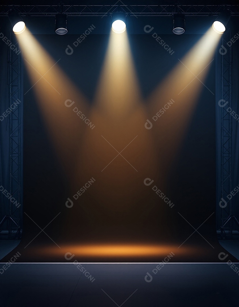 Palco iluminado com luzes de holofotes