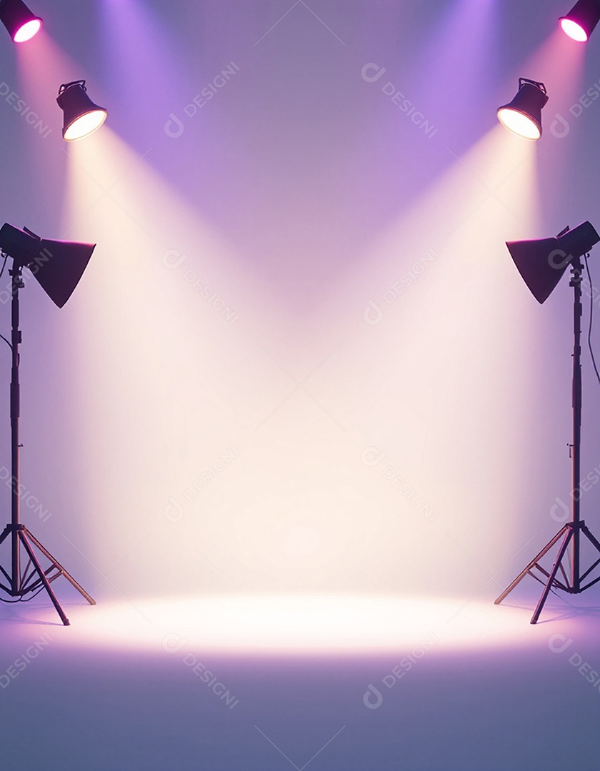 Palco iluminado com luzes de holofotes