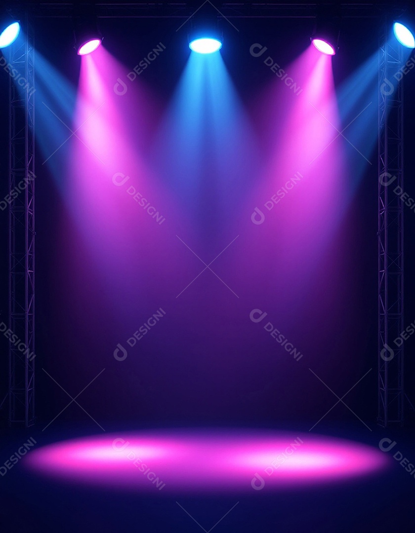 Palco iluminado com luzes de holofotes