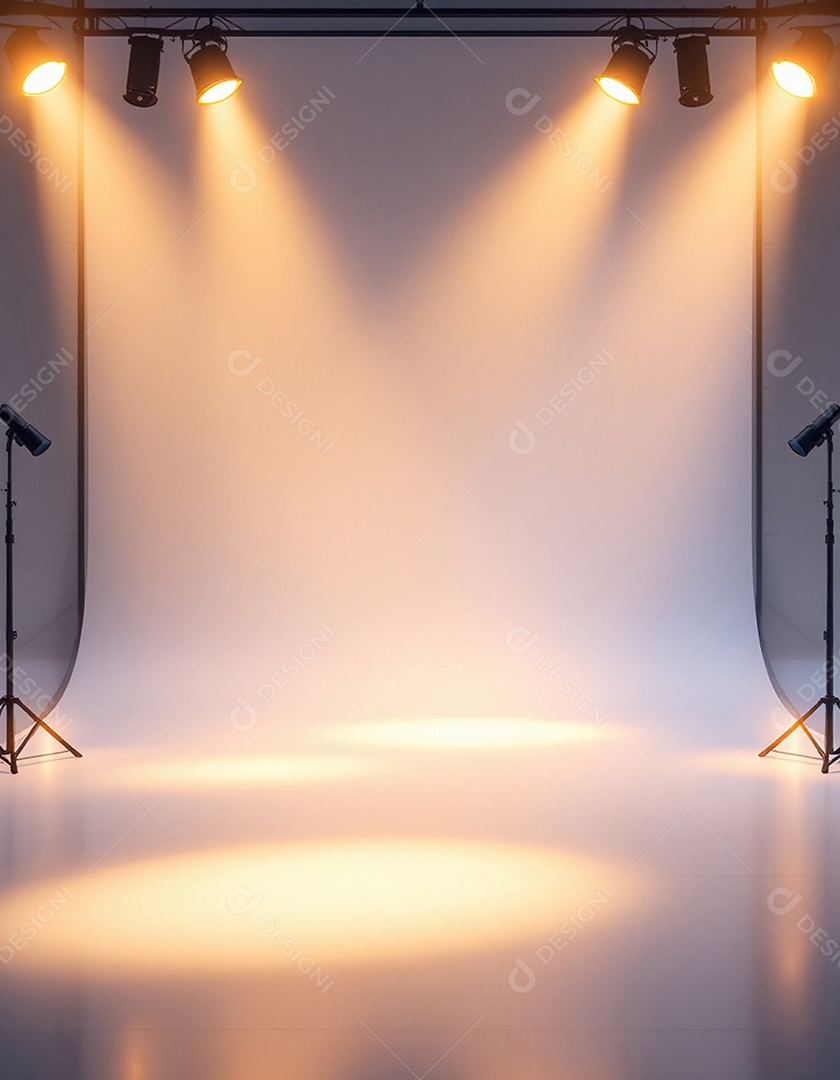 Palco iluminado com luzes de holofotes