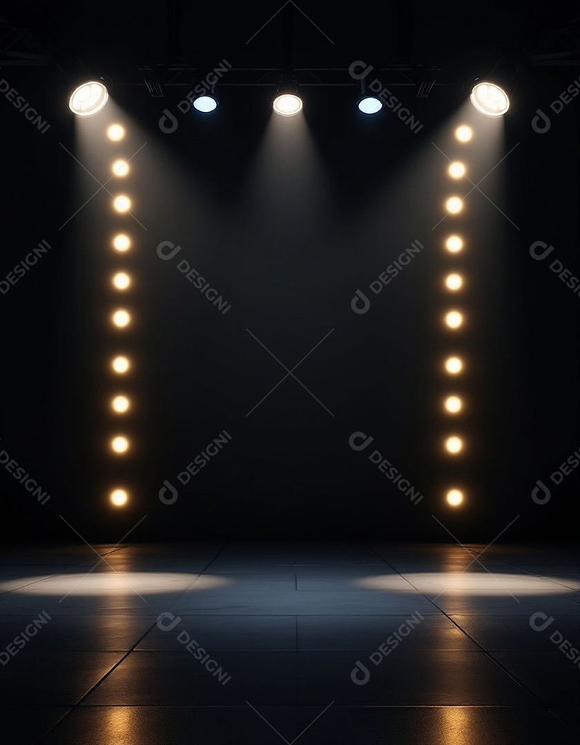 Palco iluminado com luzes de holofotes