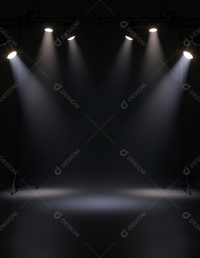 Palco iluminado com luzes de holofotes