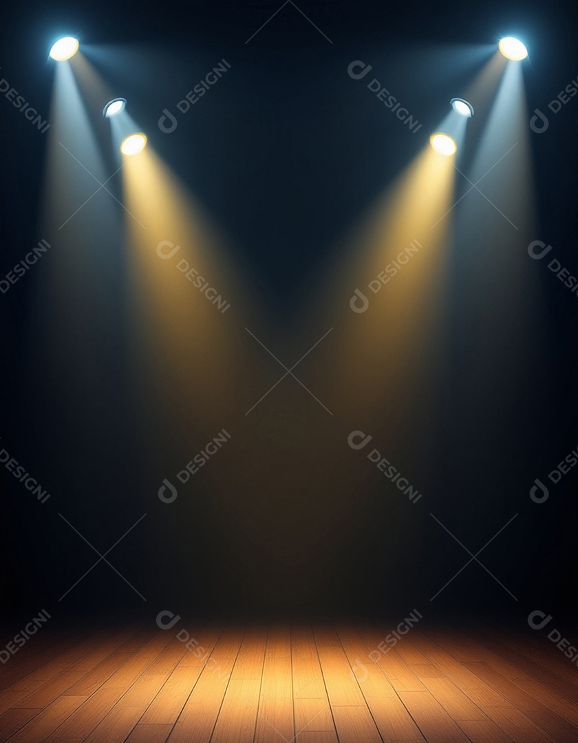 Palco iluminado com luzes de holofotes