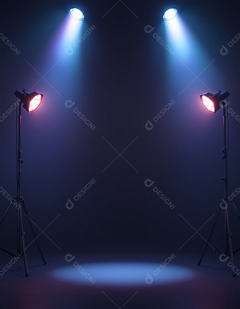 Palco iluminado com luzes de holofotes