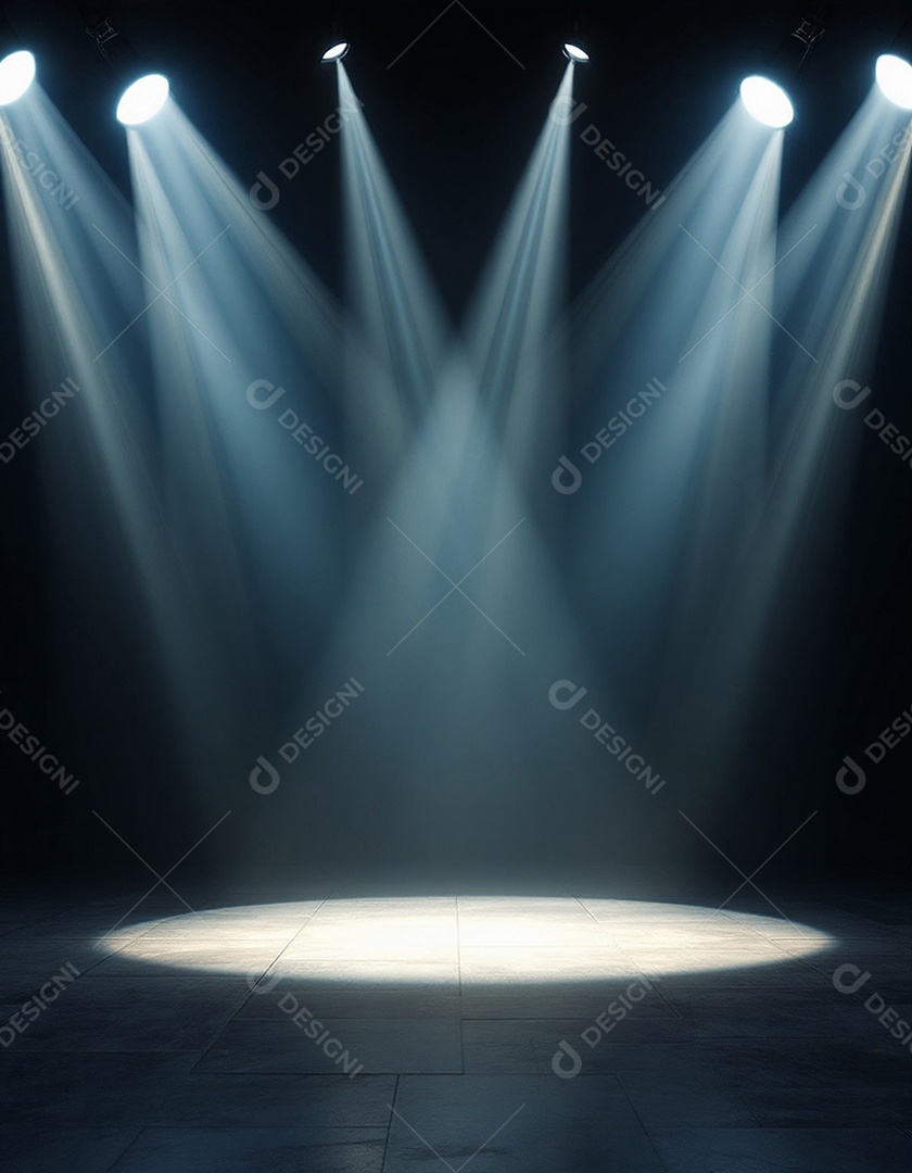 Palco iluminado com luzes de holofotes