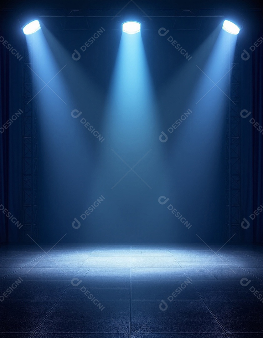 Palco iluminado com luzes de holofotes