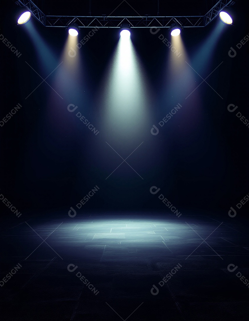 Palco iluminado com luzes de holofotes