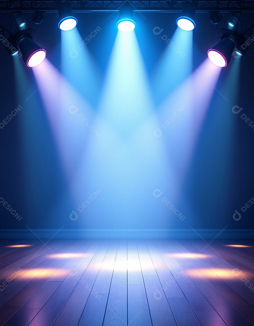 Palco iluminado com luzes de holofotes