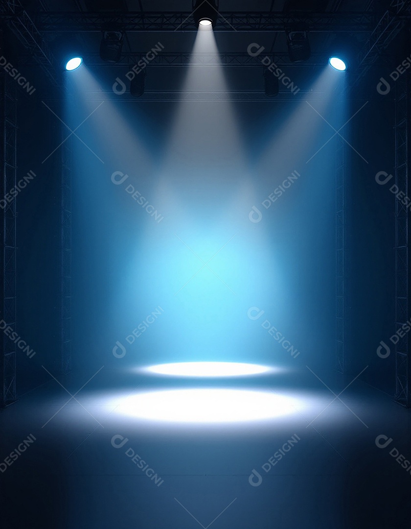 Palco iluminado com luzes de holofotes