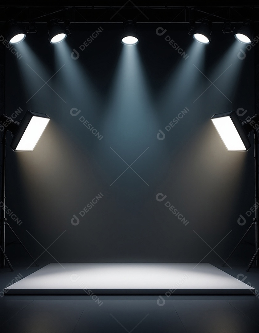 Palco iluminado com luzes de holofotes