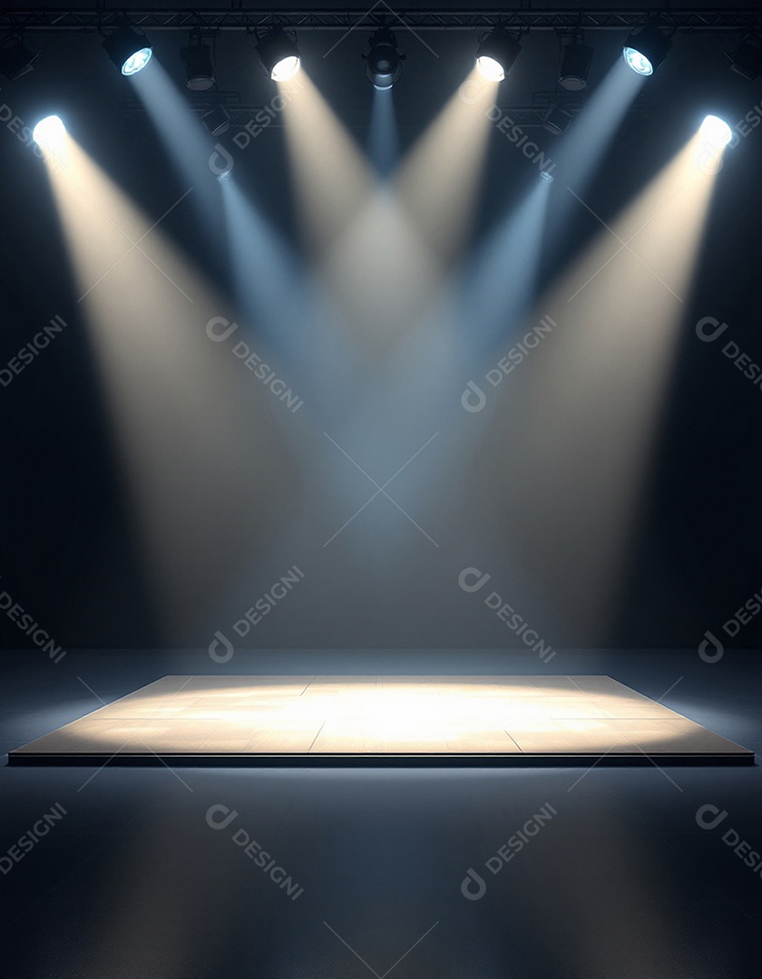 Palco iluminado com luzes de holofotes