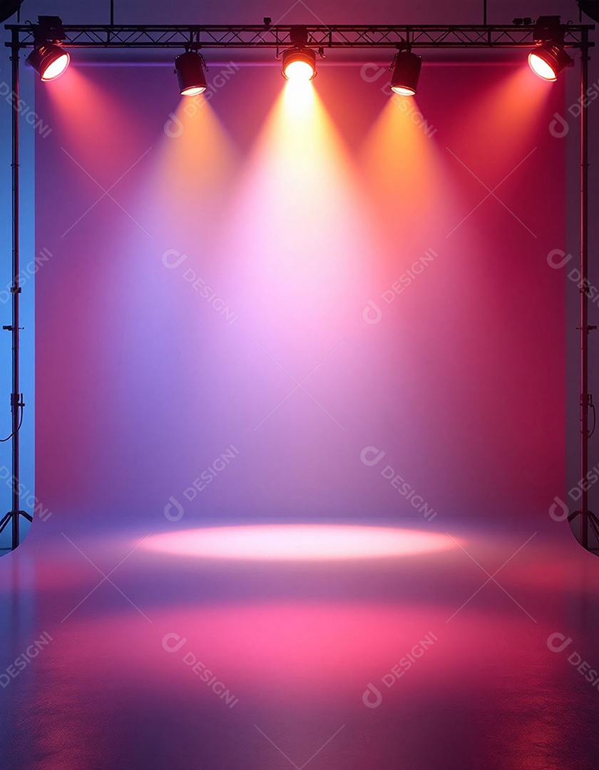 Palco iluminado com luzes de holofotes