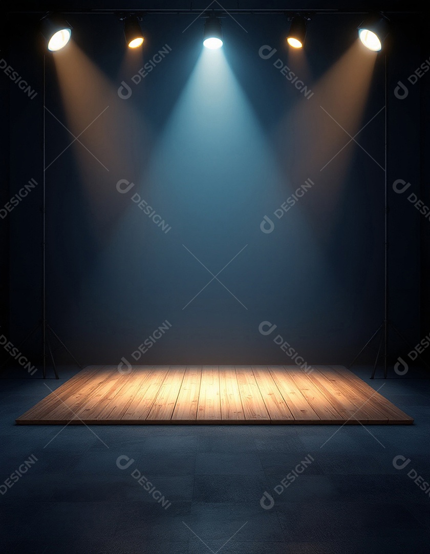 Palco iluminado com luzes de holofotes
