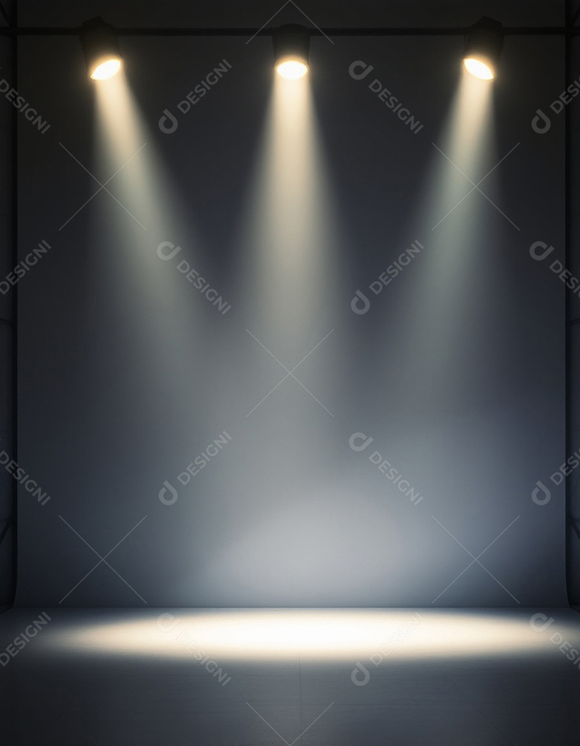 Palco iluminado com luzes de holofotes