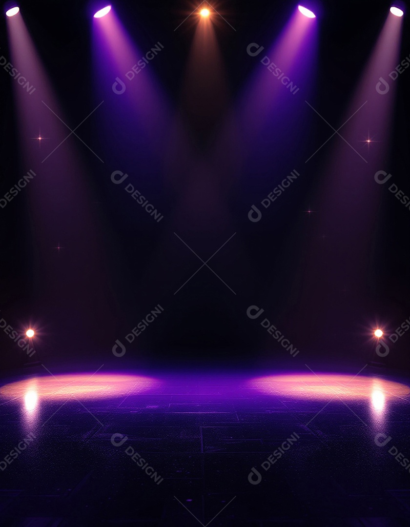 Palco iluminado com luzes de holofotes